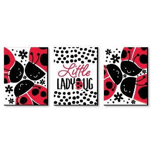 Big Dot of Happiness Happy Little Ladybug - Baby Girl Nursery Wall Art and Kids Room Decorations - Gift Ideas - 7.5 x 10 inches - Set of 3 Prints - 1 of 4