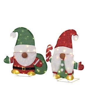 Lighted Gnome Christmas Decorations Set Candy Cane Holiday Decor with LED Lights for Outdoor Indoor Yard Lawn Garden Pathway Home Christmas Display - 1 of 4