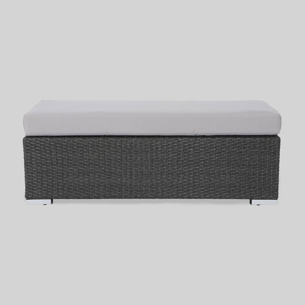 Santa Rosa Wicker Outdoor Patio Bench - Gray - Christopher Knight Home