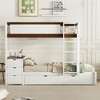 PAGED Twin over Twin Bunk Bed with Desk and Trundle, Wooden Bed Frame with Drawers and Guardrail, Modern Loft Bed for Kids, Teens, Adults - 2 of 4