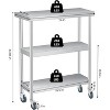 Stainless Steel Work Table, 3-Tier Commercial Utility Prep Table for Restaurant, Garage, Laundry, Indoor Outdoor, Silver - 2 of 4