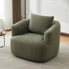 Modern Green Upholstered 38.2" Swivel Accent Chair with Rounded Arms and Pillow for Living Room or Office Seating-Maison Boucle - 2 of 4