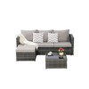 3-Pieces Outdoor Patio L-Shaped Sectional Sofa Set with Glass Coffee Table - 3 of 4