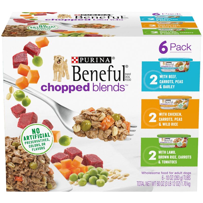 Purina Beneful Chopped Blends with Beef, Chicken & Lamb Recipes Wet Dog Food - 10oz, 1 of 7