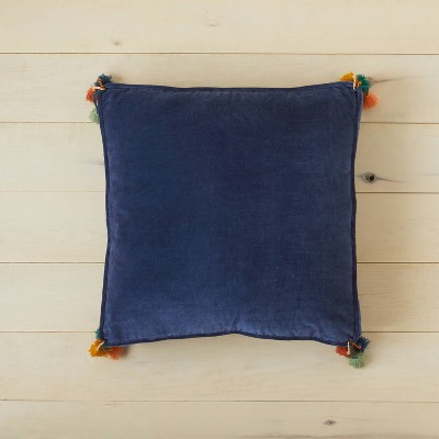 Oversized Solid Velvet Square Floor Pillow with Tassels - Opalhouse™ designed with Jungalow™