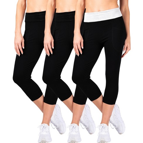 Blis Workout Leggings For Women Fold Over Maternity Leggings Yoga Pants For Women Capri Length 3 Packs Available Black White 2x Target