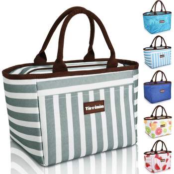 Tirrinia Lunch Bags for Women, Cute Insulated Lunch Tote Bag for Women, Fashionable Leakproof Lunch Box, Reusable Large Cooler Lunch Bag, Blue Leaf