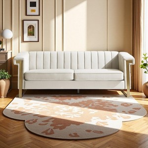 Mocamel Emerald Green Velvet Sofa with Gold Accents - Channel Tufted Mid-Century 3-Seate - 1 of 4