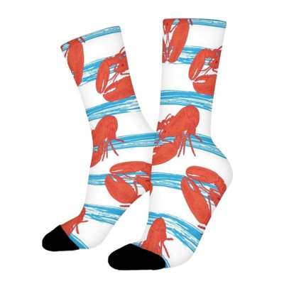 Red Lobster Women Printed Crew Socks Funny Funky Socks Soft Polyester Novelty Gifts for Artists Men