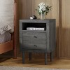 NicBex Modern Wooden Nightstand Bedside Table with 2 Drawers and Open Shelf for Bedroom and Living Room - 3 of 4