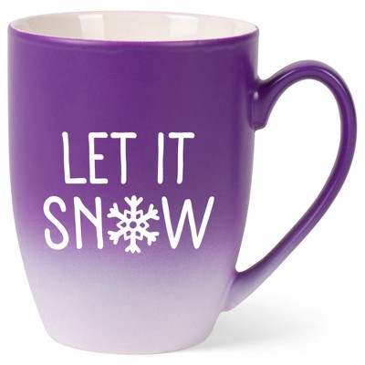 Elanze Designs Let It Snow Baby Let It Reindeer Two Toned Ombre Matte Purple and White 12 ounce Ceramic Stoneware Coffee Cup Mug