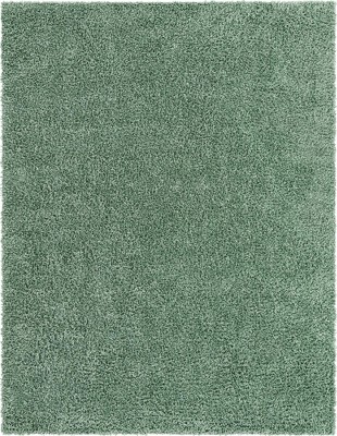 Sage Green Rectangular Shag Indoor Area Rug
