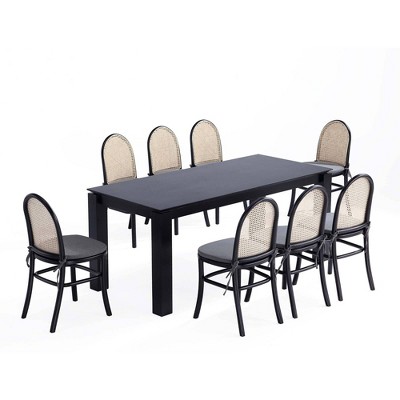 Manhattan Comfort 9pc 70.86" Rockaway and Paragon Rectangle Dining Set