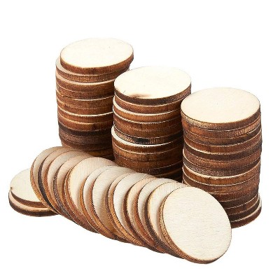 Juvale Wooden Cutouts for Crafts, Wood Circles, 0.1 Inch Thick (1 in, 60 Pieces)