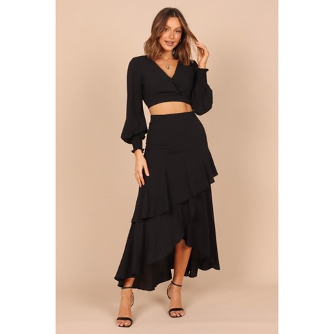 Elia Crop Top and Palazzo Pant Set - Black - Petal & Pup USA