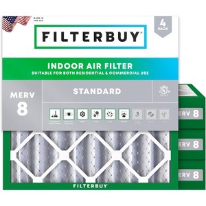 Filterbuy 13.25x13.25x4 Air Filter (4-Pack), Pleated MERV 8 Dust Defense Replacement HVAC AC Furnace Filters (Actual Size: 13.25 x 13.25 x 3.63) - 1 of 4