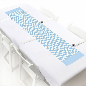 Big Dot of Happiness Blue Checkered Party - Petite Paper Table Runner - 12 x 60 inches - 1 of 4