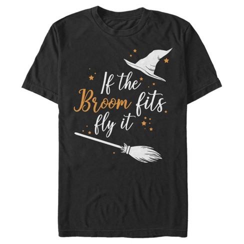 Men's Lost Gods Halloween If The Broom Fits Fly It T-shirt - Black