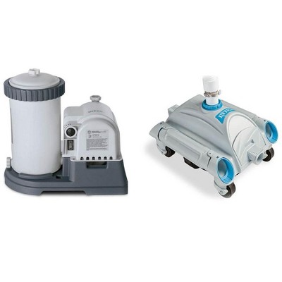 INTEX 2500 GPH Filter Cartridge Pump with Timer and Above Ground Pool Vacuum