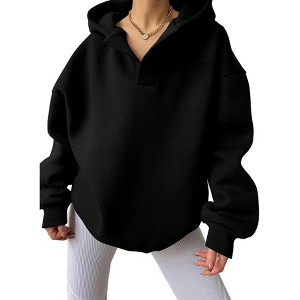 Womens Hoodies Oversized V Neck Sweatshirts Long Sleeve Pullover Casual Fall Teen Girls Preppy Clothes 2025 - 1 of 4