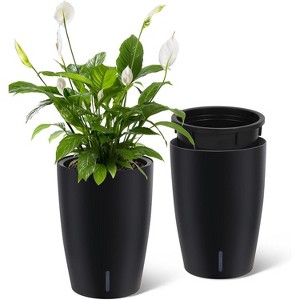 16-Inch Tall Self-Watering Planters (Set of 4)-Indoor Outdoor Flower Pots with Built-in Drainage & Water Level Monitor for Patio,Living Room & Office - 1 of 3