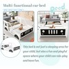 QingMoon Car-Shaped Twin Size Bed Frame, Wood Floor Platform Bed with Headboard, Footboard and Guardrail, Kids Race Car Bed for Boys & Girls - 3 of 4