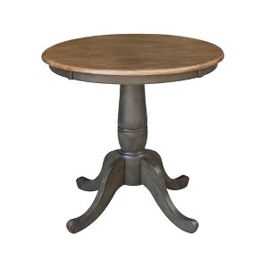 29" Clause Round Top Pedestal Dining Table Hickory Brown - International Concepts: Solid Wood, Mid-Century, 4-Seater - 1 of 4