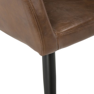 Brown Faux Leather Accent Chair with Black Legs