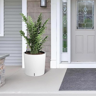 19.5 Inch Tall Round Planters Set of 2 Indoor Outdoor Self Watering Pots with Drainage Holes Water Level Monitor for Patio Garden or Balcony