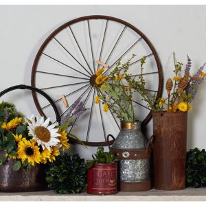 Metal Bike Wheel Wall Decor with Clothespin Photo Brown - Olivia & May - 1 of 4