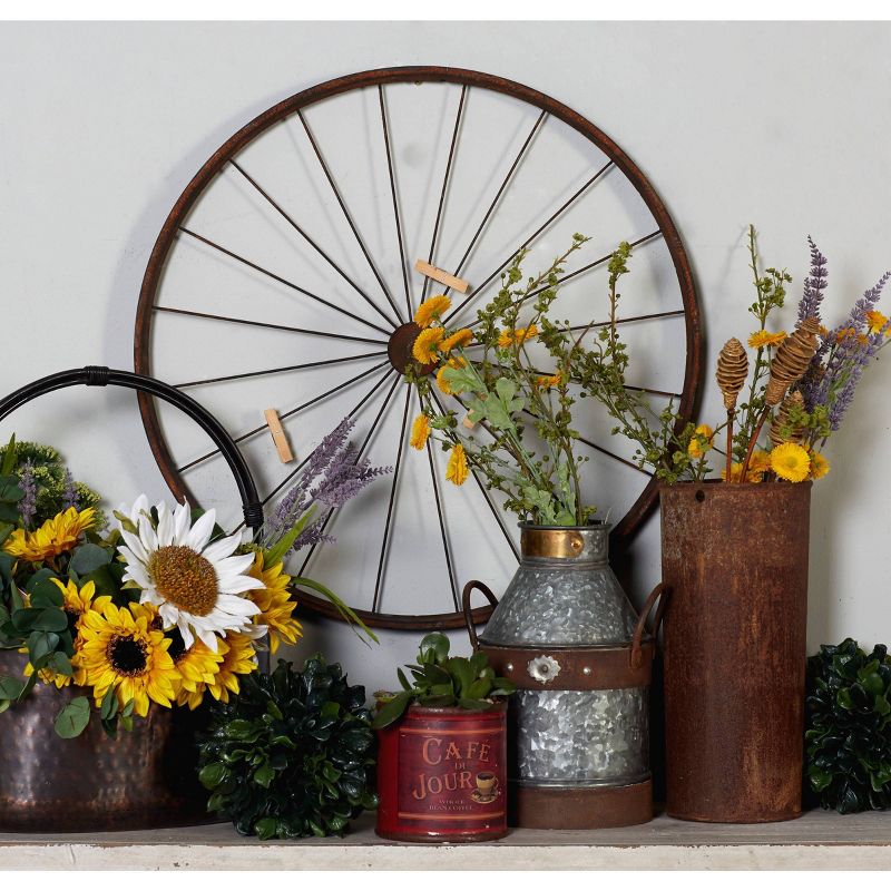 Metal Bike Wheel Wall Decor with Clothespin Photo Brown - Olivia &#38; May, 2 of 8