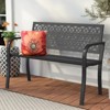 Huxxion 50" Outdoor Garden Bench, Iron Metal Frame Patio Bench with Backrest Armrests, Weatherproof Anti-Rust Outdoor Bench - 3 of 4