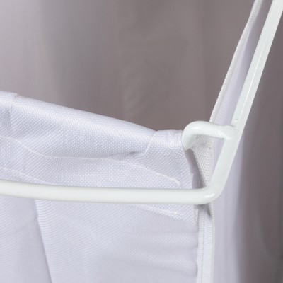 White Steel Frame Collapsible 3-Bag Laundry Sorter with Wheels