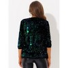 Allegra K Women's Open Front Collarless 3/4 Sleeve Sequin Velvet Jacket - 4 of 4
