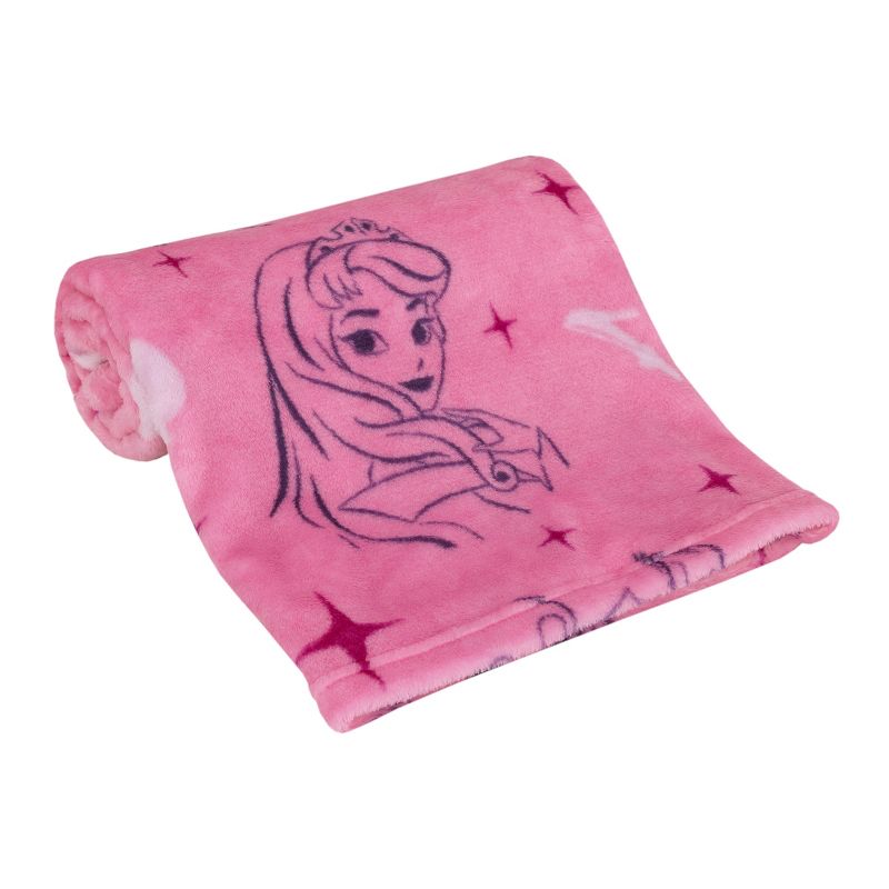 Disney Princess Pink and Purple Aurora, Snow White, and Cinderella Super Soft Baby Blanket, 1 of 5
