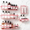 Akoasm 5-Piece Rust-Proof Stainless Steel Large-Capacity Self-Adhesive Wall Storage Rack-Pink - 2 of 4