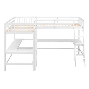 YOOCOZZ L-Shaped Twin Size Loft Bed with 2 Built-in Desks - 1 of 4
