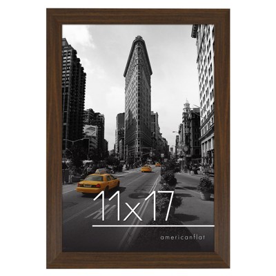 Americanflat 11x17 Walnut Picture Frame, Legal Sized Paper Display. Shatter-Resistant Glass. Hanging Hardware Included
