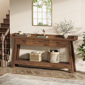 Tribesigns 2-Tier Sofa Table with 3 Drawers, 70.9" Console Table with Raised Baffle and Storage Shelves for Living Room, Hallway, Entryway - 1 of 4