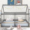 CAVINAS Double Floor Bed Twin Size Modern House-Shaped Pine Bed Frame with 2 Beds Side by Side and Guardrails for Bedroom - 2 of 4