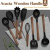 BRINJOY 8-Piece Silicone Spatula Set - Natural Acacia Wood Handle Kitchen Utensils - 2 of 4