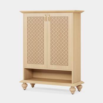 Tribesigns 6-tier Shoe Cabinet with Solid Wood Legs, Farmhouse Shoe Storage Organizer with Door and Removable Shelf for Entryway Closet Hallway