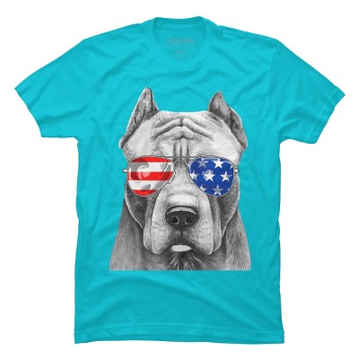 Men's Design By Humans American Pitbull With Sunglasses By T-Shirt