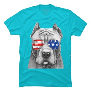 Men's Design By Humans American Pitbull With Sunglasses By T-Shirt - 1 of 2