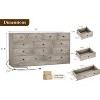 Jojoka 61" Wood Dresser w/ 12 Drawers, Built-in Power Outlet & Metal Glide Rails - Spacious Storage Chest for Bedroom, Living Room & Hallway - 3 of 4