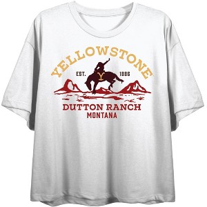 Yellowstone Protect the Land Women's White Graphic Crop Tee - 1 of 3
