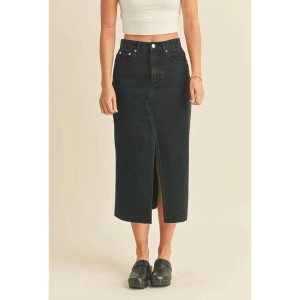 Women's Washed Denim Midi Skirt - MIOU MUSE - 1 of 2