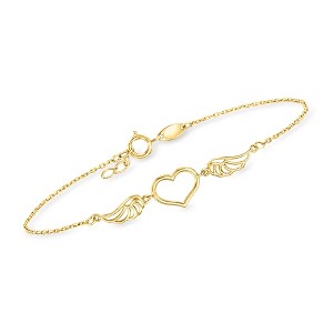 Ross-Simons 10kt Yellow Gold Heart With Wings Bracelet - 1 of 3