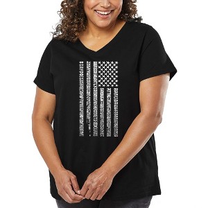 LA Pop Art Women's Word Art V-Neck - National Anthem Flag - 1 of 4