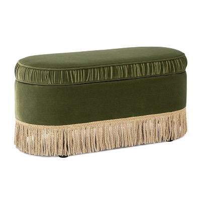 NicBex Modern 38" Storage Bench Velvet Accent Stool with Tassel Rope Trims for Entryway and Living Room